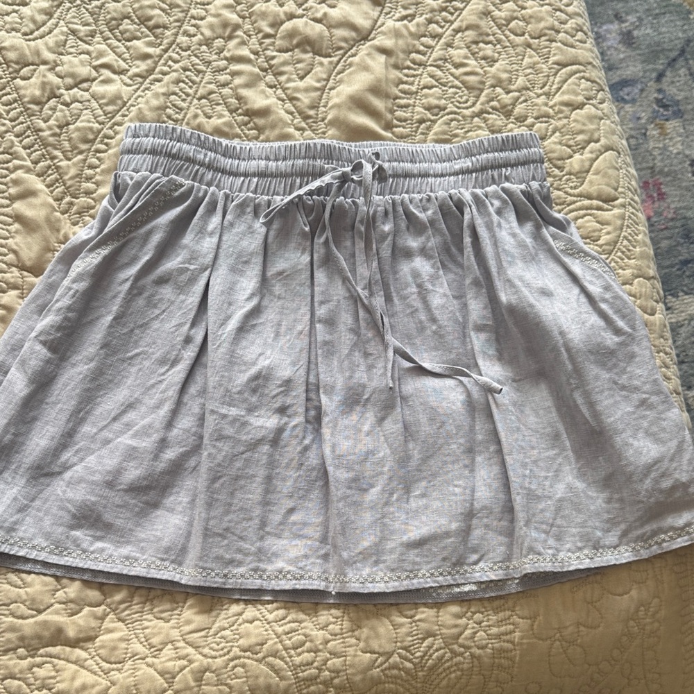 VRG GRL Light Gray Drawstring Casual Women's Skirt